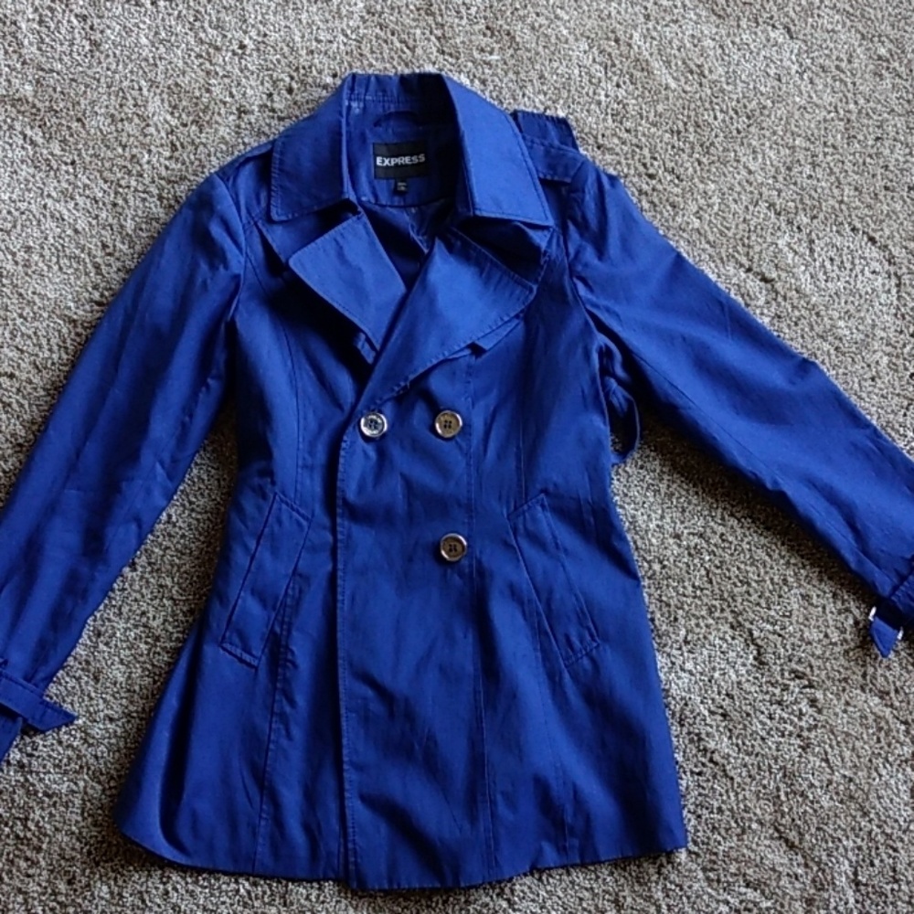 Royal blue rain coat